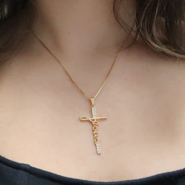 Gold CZ Jesus Necklace